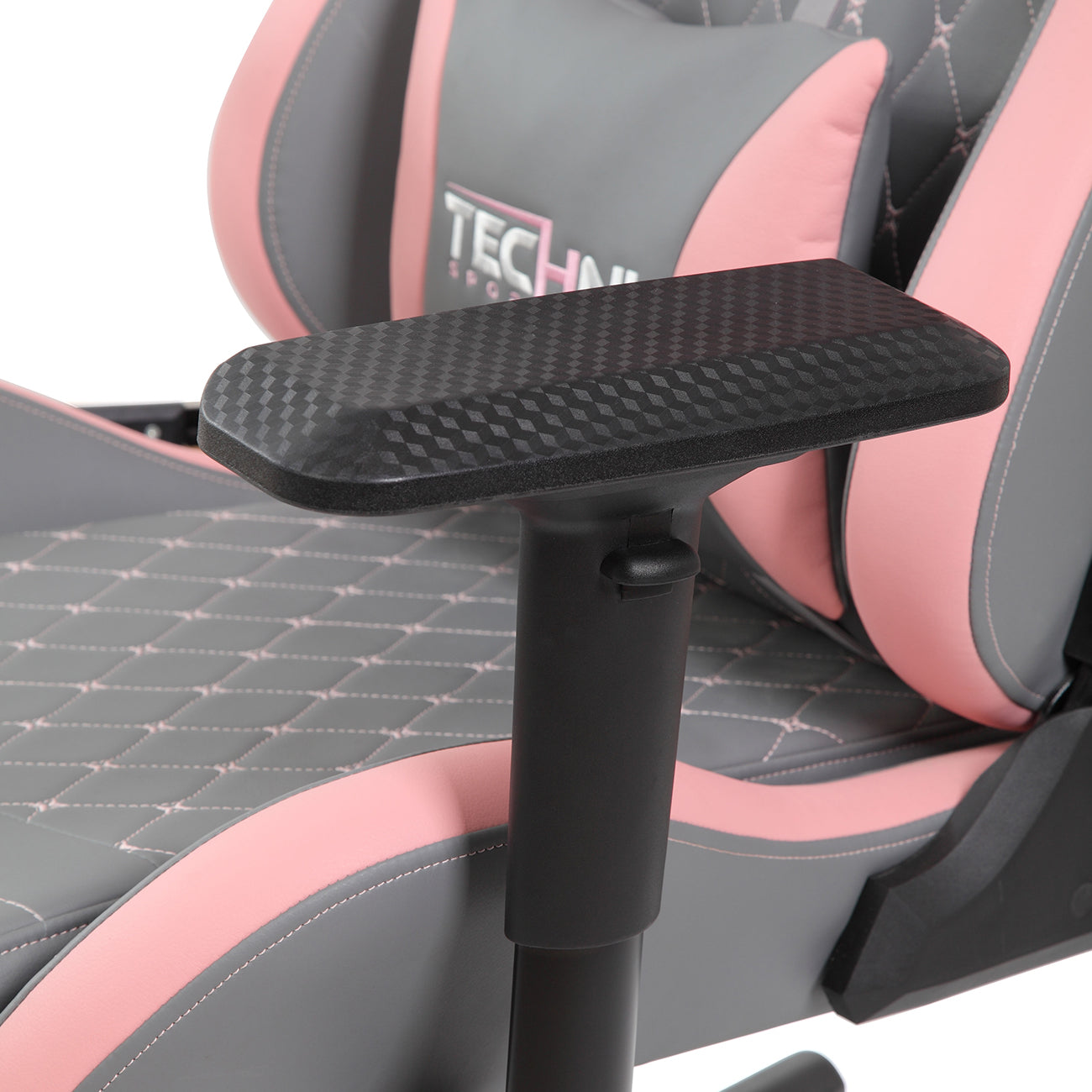 TS-83 Ergonomic High Back Racer Style PC Gaming Chair, Grey/Pink