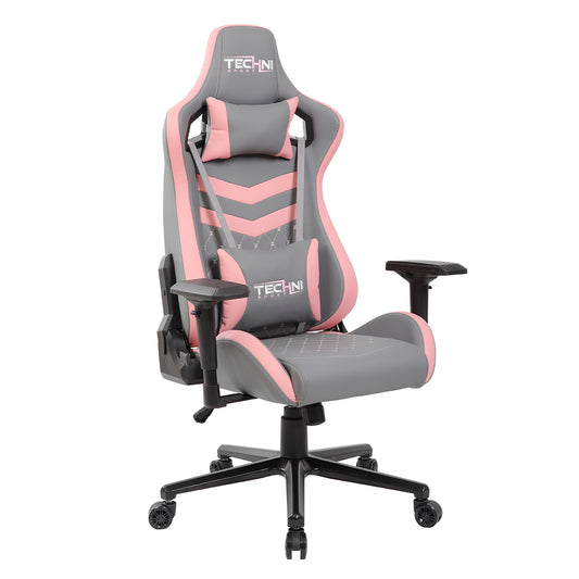 TS-83 Ergonomic High Back Racer Style PC Gaming Chair, Grey/Pink