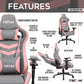 TS-83 Ergonomic High Back Racer Style PC Gaming Chair, Grey/Pink