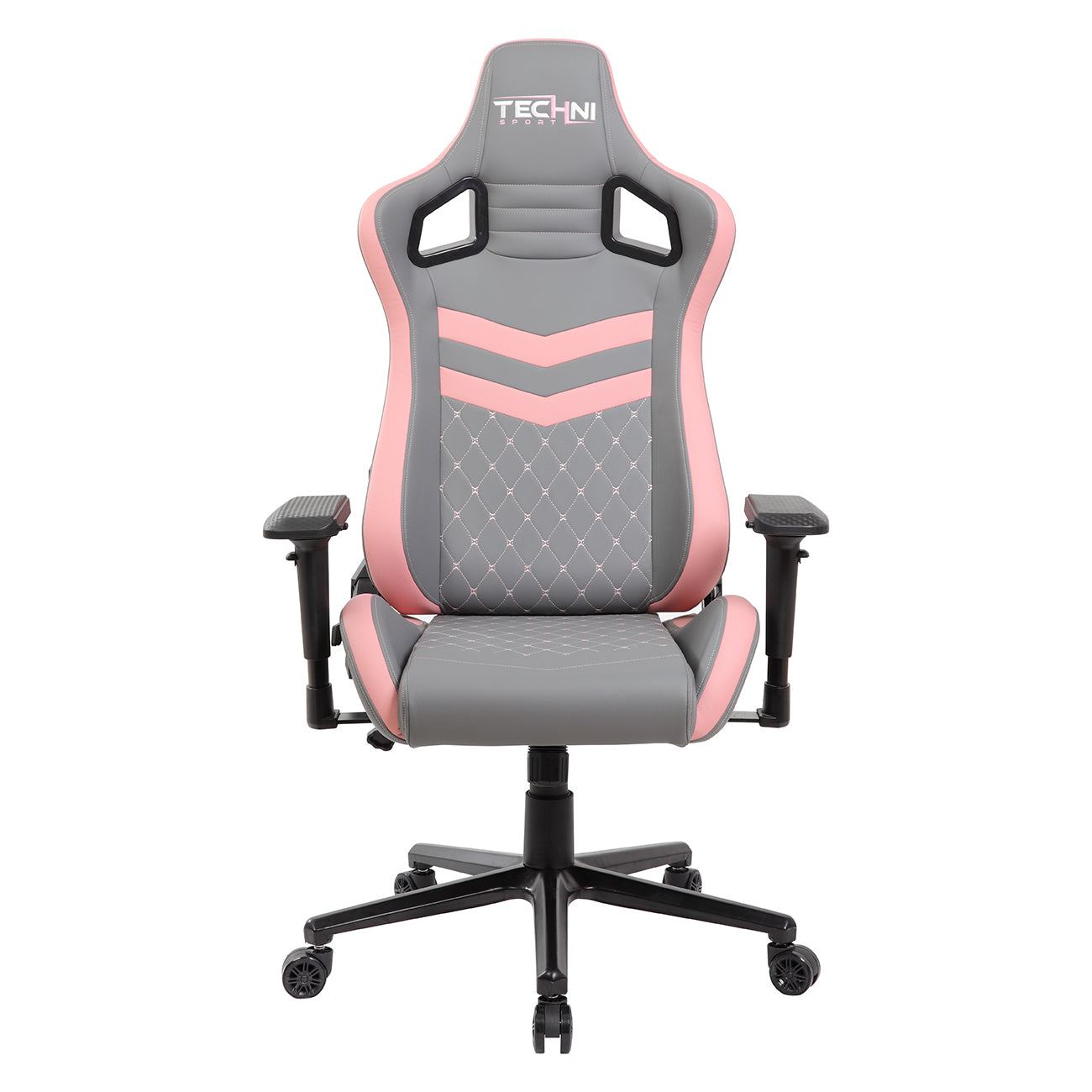 TS-83 Ergonomic High Back Racer Style PC Gaming Chair, Grey/Pink